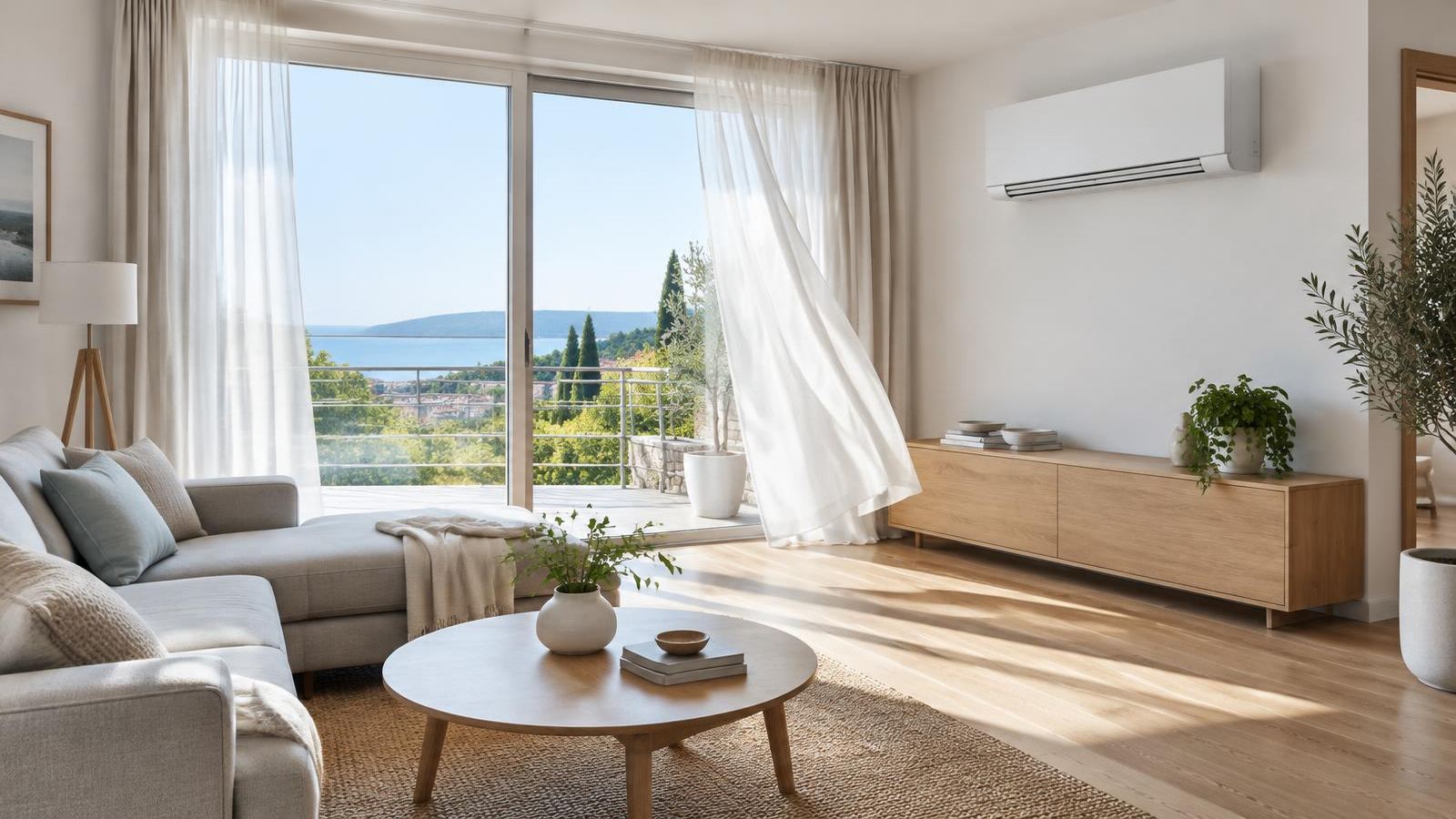 Ljetni dnevni boravak s ventilokonvektorom na zidu